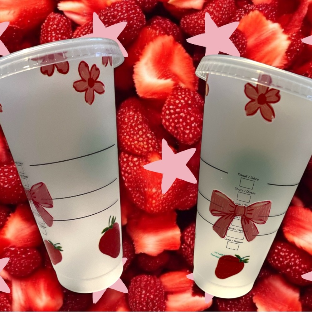 Strawberry Floral Cold Cups